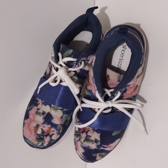 ShoeDazzle blue and pink floral shoe sneaker size 6.5 women flowers - Picture 8 of 11